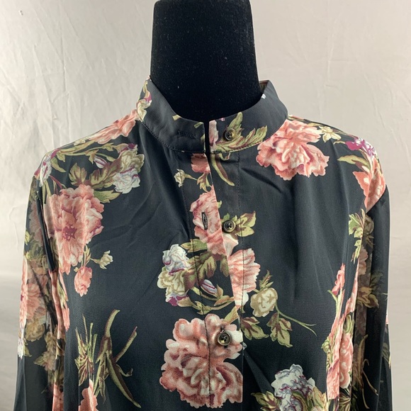 Floral Print High Low Sheer Chiffon Blouse - Picture 10 of 10